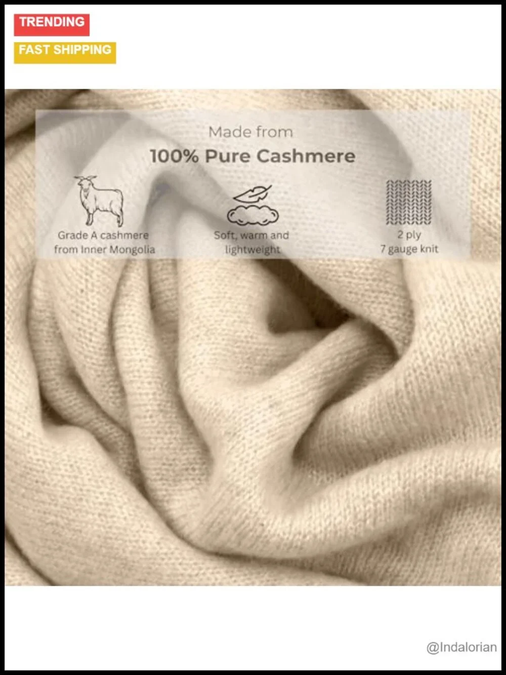 100% Cashmere Travel Wrap Shawl Scarf Lightweight Oversized Grade A